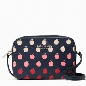 New Kate Spade Staci Orchard Toss Print Camera bag Blazer Blue